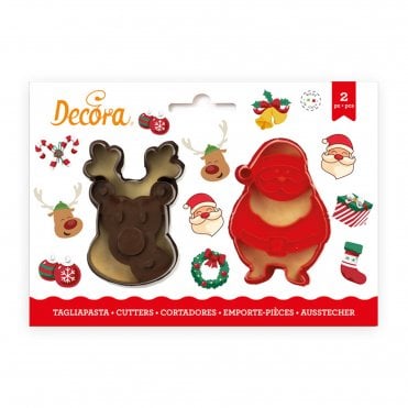 Santa Claus And Reindeer Cookie Cutter Set Of 2