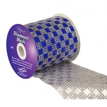Sapphire Blue No.72 Diamond Mesh Pattern No.350 - 12cm x 1 Yard