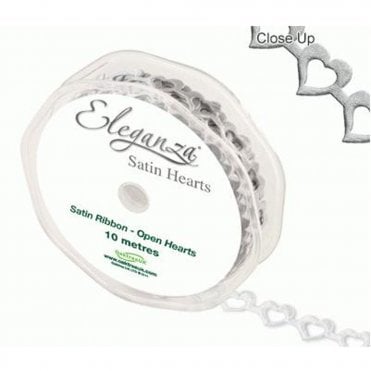 Satin Open Hearts Ribbon - Silver No - 24 - 15mm x 10m