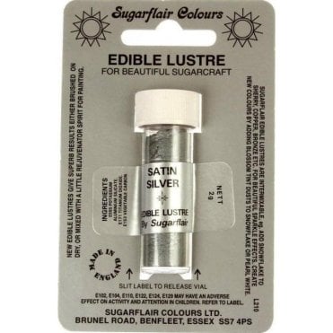 Satin Silver- Edible Lustre Dusting Colour 2g