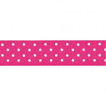 Shocking Pink No.72 with White Polka Dots - Double Faced Cake Decorating Satin Ribbon