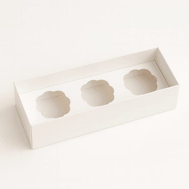 Signature White Cupcake Box with Flower Shaped Insert and Clear Lid - Holds 3 Cupcakes