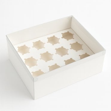 Signature White Cupcake Box with Insert and Clear Lid - Holds 12 Cupcakes