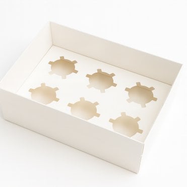 Signature White Cupcake Box with Insert and Clear Lid - Holds 6 Cupcakes