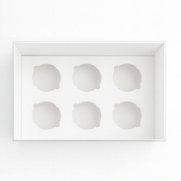 Signature White Cupcake Box with Round Insert and Clear Lid - Holds 6 Cupcakes
