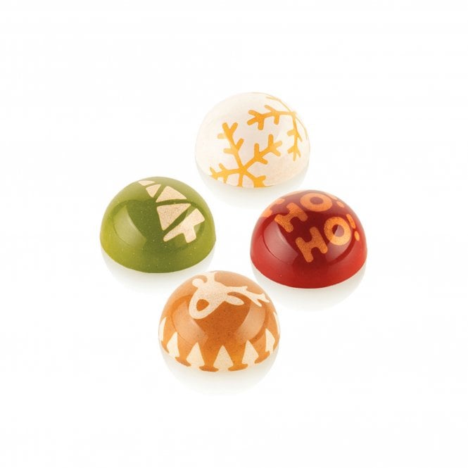 Silikomart Choco Stamp B - 4-Piece Silicone Stamp Set with Handles, ø31 x h 17 mm