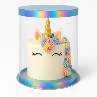 Silver Holographic Prism - Deluxe PVC Transparent Crystal Cake Box