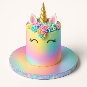 Silver Holographic Prism Round Masonite (MDF) Unicorn Premium Iridescent Cake Board 10mm