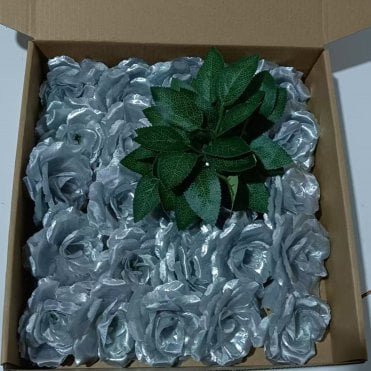 Silver Premium Artificial Foam Roses - Set of 25