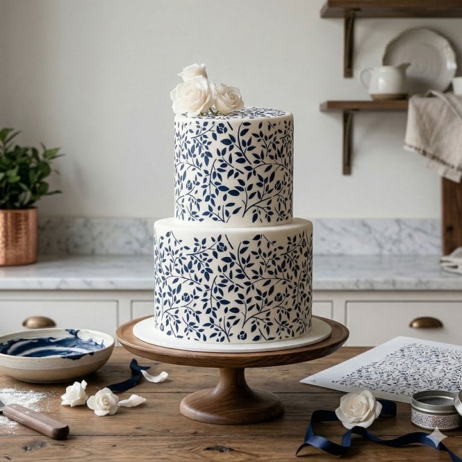 Silvia Favero Capri Floral Double-Barrel Cake Stencil for Tall Cakes
