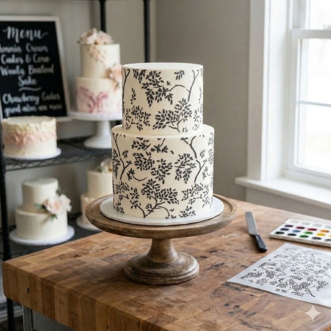 Silvia Favero Mika Floral Double-Barrel Cake Stencil for Tall Cakes