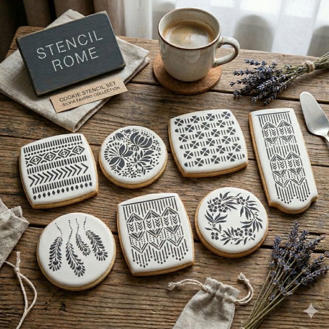 Silvia Favero Rome Artisan Cookie Stencil Set – Set of 7