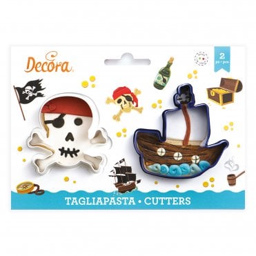 Skull And Boat Plastic Cookie Cutters Set Of 2