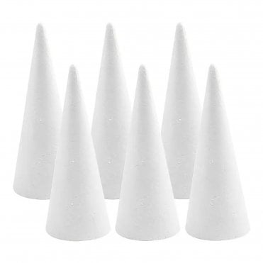 Sleek White Foam Cones - Pack of 5