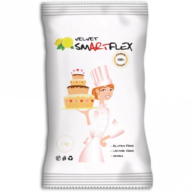 SmartFlex White Velvet Lemon Flavoured Sugarpaste 1KG Best Before: 15/05/2025