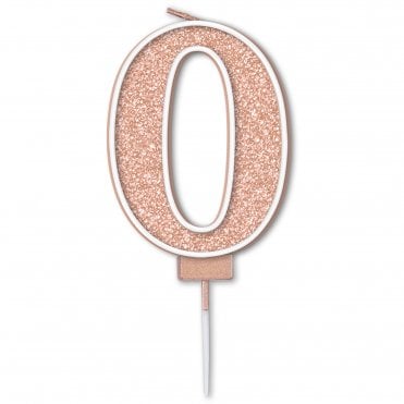 Sparkling Fizz Rose Gold Number Candle - 7.5 cm