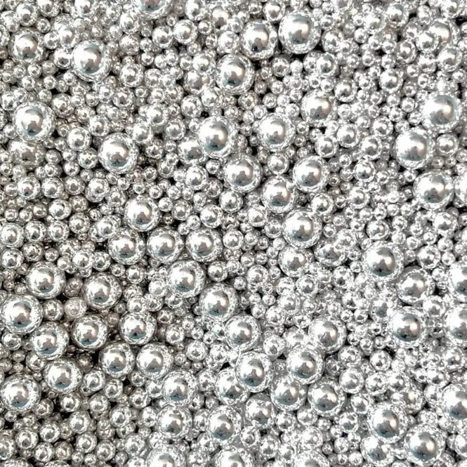 Platinum Sterling Pearl Sprinkles – Mixed Sizes - 80g