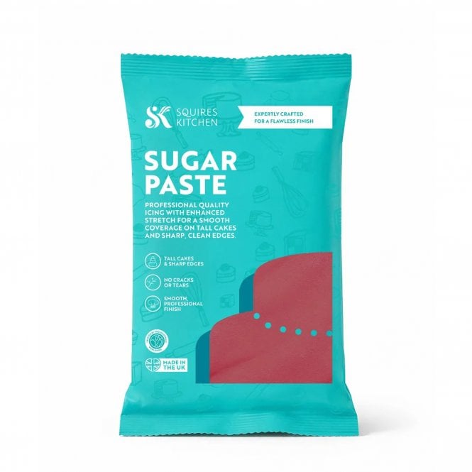 Squires Kitchen Glamour Red Ready-to-Roll Sugarpaste (250g) - NEW RECIPE!