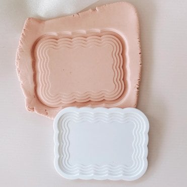 Stepped Rectangular Wavy Border Debosser and Cutter 