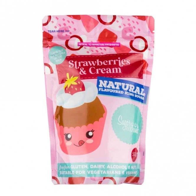 Sugar & Crumbs Strawberries and Cream - Natural Flavoured Icing Sugar 500g