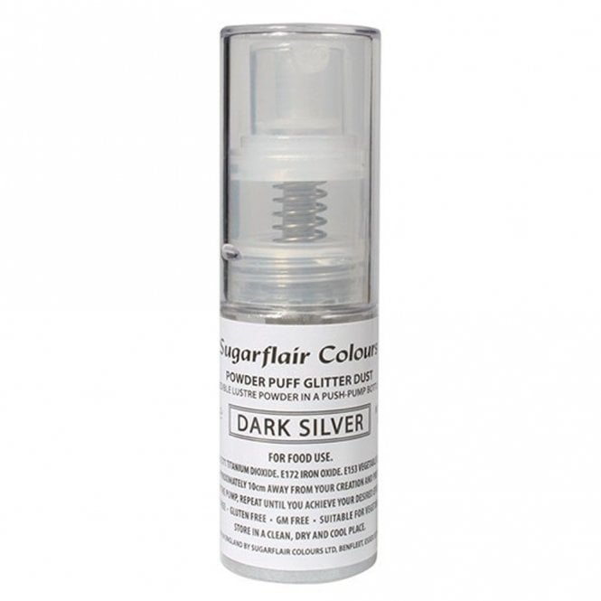 Sugarflair Colours Dark Silver - Edible Lustre Powder Spray 10g