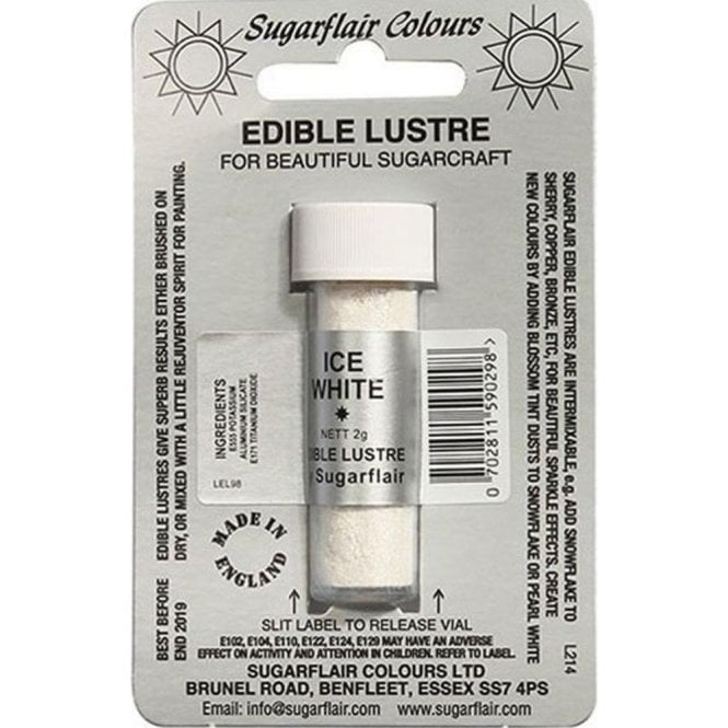 Sugarflair Colours Ice White - Edible Lustre Dusting Colour 2g