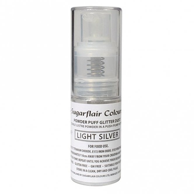 Sugarflair Colours Light Silver - Edible Lustre Pump Spray 10g