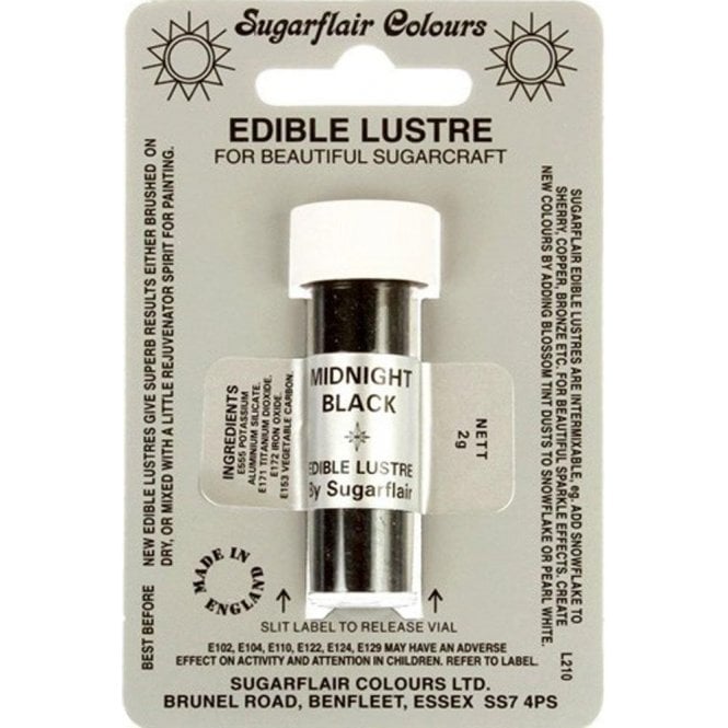 Sugarflair Colours Midnight Black - Edible Lustre Dusting Colour 2g