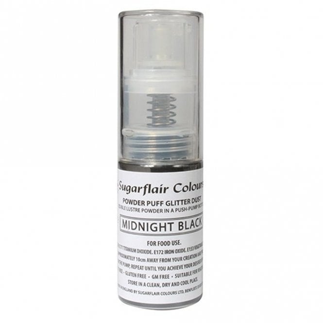 Sugarflair Colours Midnight Black - Edible Lustre Powder Spray 10g