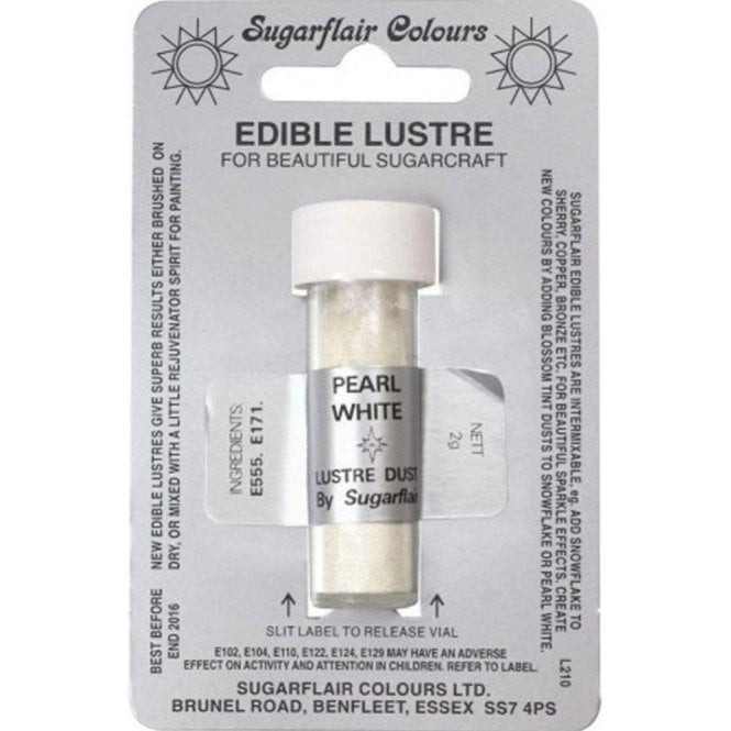 Sugarflair Colours Pearl White - Edible Lustre Dusting Colour 2g