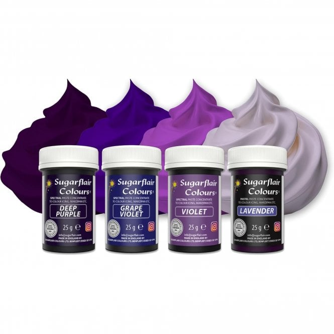 Sugarflair Colours Purple Mixed Paste Food Colour Set - (4 x 25g Pots)