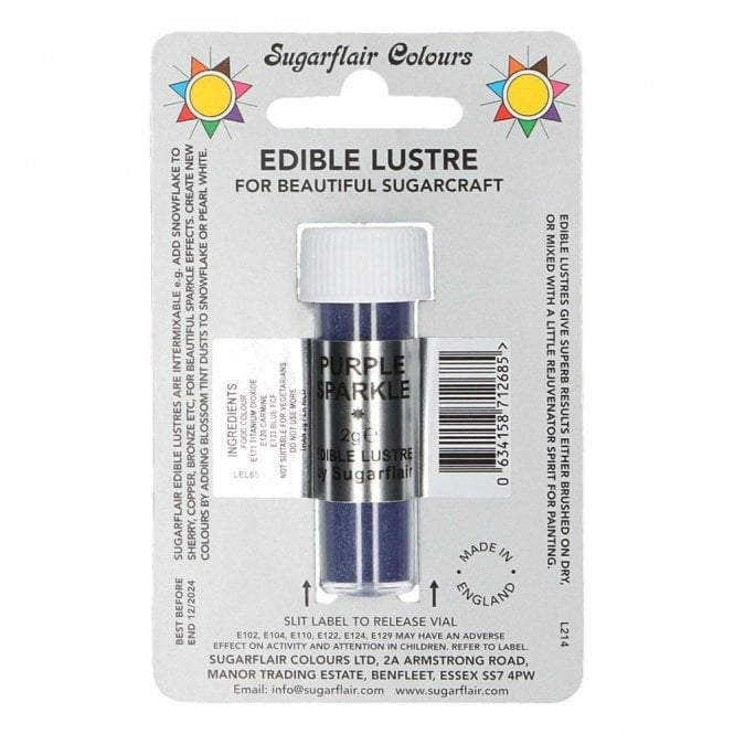 Sugarflair Colours Purple Sparkle - Edible Lustre Dusting Colour 2g