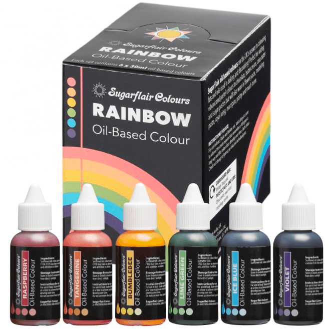 Sugarflair Colours Rainbow Oil Based Food Colouring - Set of 6