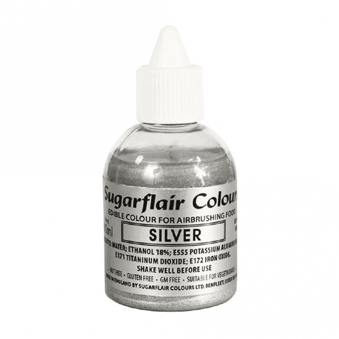 Sugarflair Colours Silver - Edible Airbrush Liquid Colouring 60ml