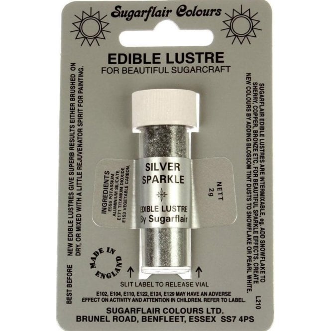 Sugarflair Colours Silver Sparkle - Edible Lustre Dusting Colour 2g
