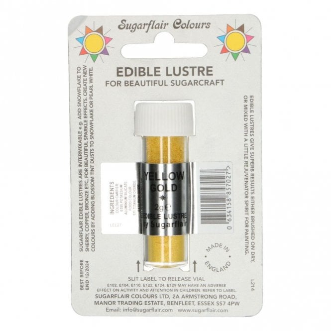 Sugarflair Colours Yellow Gold - Edible Lustre Dusting Colour 2g
