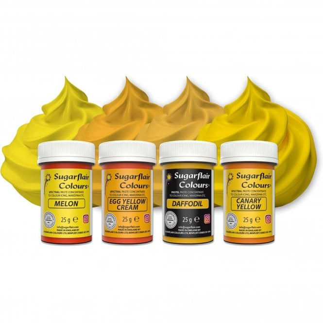 Sugarflair Colours Yellow Mixed Paste Food Colour Set - (4 x 25g Pots)