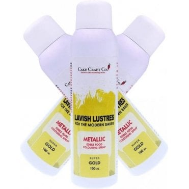Super Gold - 'Lavish Lustre' Edible Food Colouring Metallic Lustre Decorating Spray 100ml