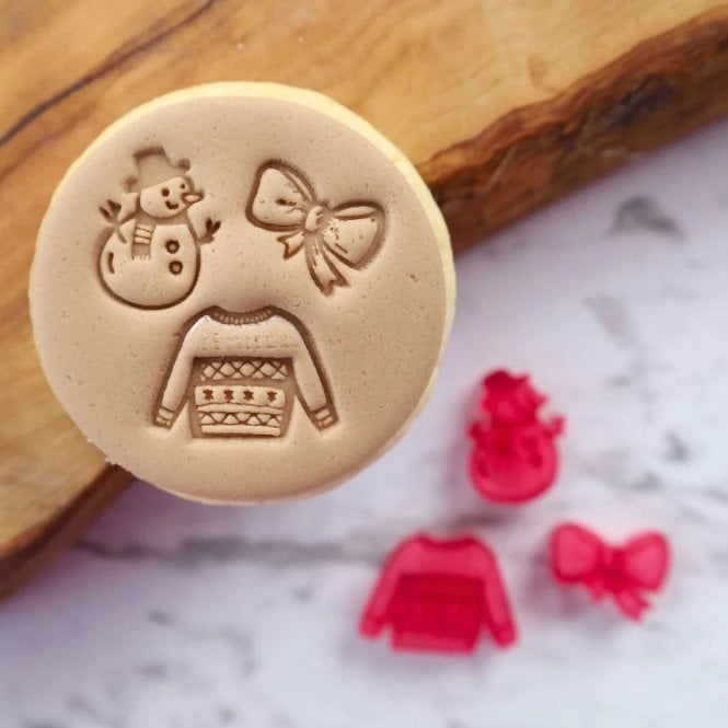 Sweet Stamps The Amy Jane Collection Embosser Elements - Snowman, Bow, Christmas Jumper