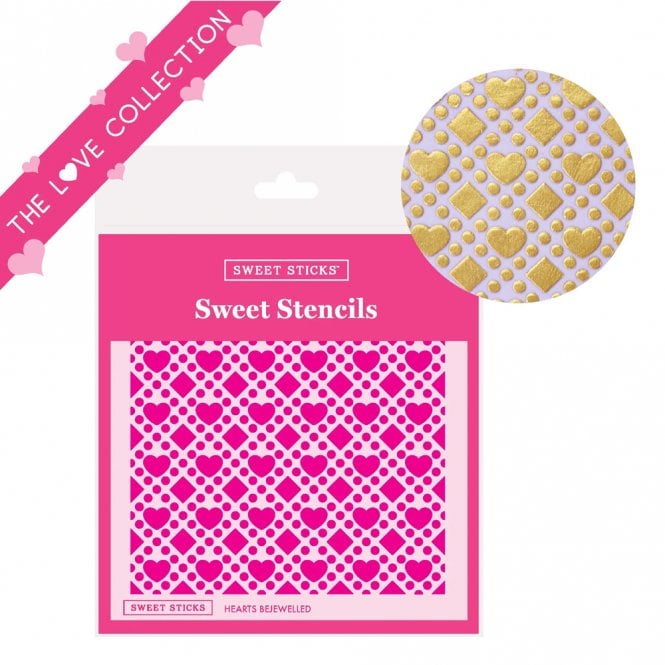 Sweet Sticks Hearts Bejewelled Stencil