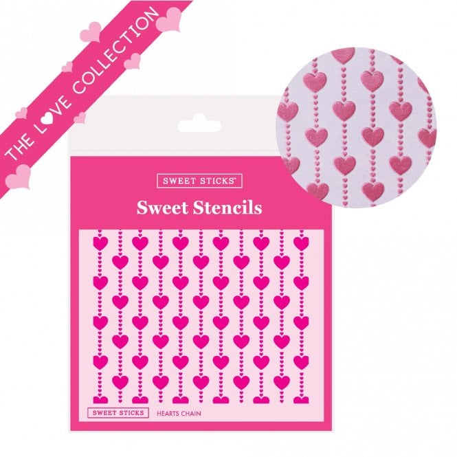 Sweet Sticks Hearts Chain Stencil