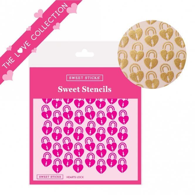 Sweet Sticks Hearts Lock Stencil