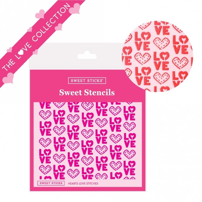 Sweet Sticks Hearts Love Stitches Stencil