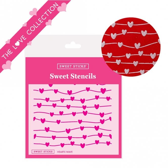 Sweet Sticks Hearts Wave Stencil