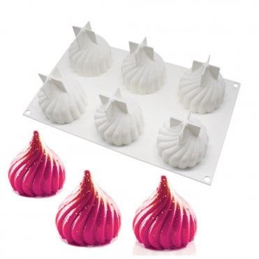 Swirl Drop Mouse Cake Silicone Mould - 6 Cavity