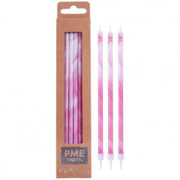 Tall Pink Marble Candles - Set of 6