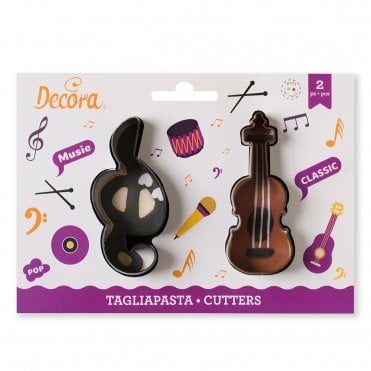 Treble Clef And Violin Plastic Cookie cutters Set Of 2