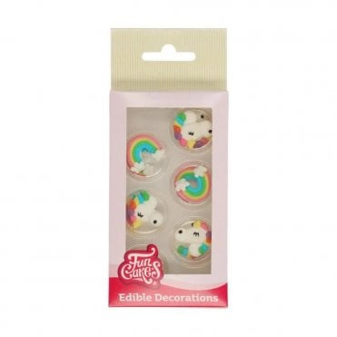 Unicorn & Rainbow Sugar Decorations - Set Of 12