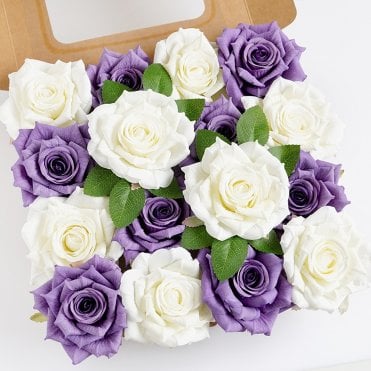 White and Purple Mixed - DIY Faux Flower Box Set