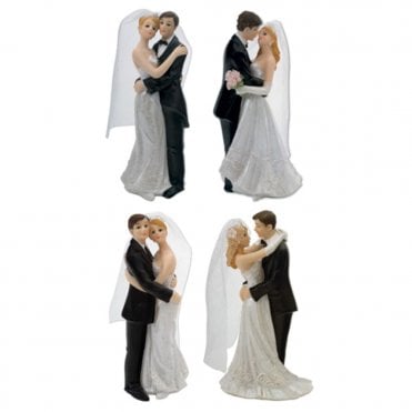 White Bride & Groom Standing Cake Topper 4 Assorted H.130mm - 4 per pack